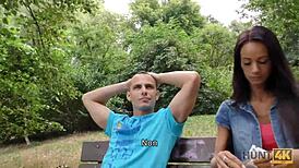 I fucked the skinny teen in public.