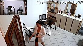 horny secretary masturbates then fucks harassing client 😈 part 1