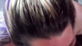 blonde deepthroats friend's big cock