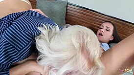 Wanna see us pulling neckties for hot lesbian sixty-nine? We’re licking each other wild down there!