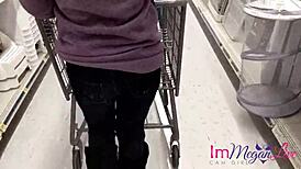 ImMeganLive bench presses her big heavy boobs in public, being the good example of a bald blonde