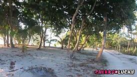 Perfect Blowjob on the Beach Cumshot