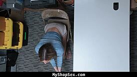 Troublemaker teen caught and fucked hard by cop in shop