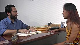 big COCK guy ties up petite ASIAN slave for ROUGH FUCKING and whipping