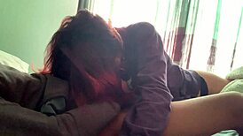 Latina teen devours my huge cock while I secretly record her