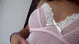 camilla moon shows off her big nipples poking through the pink underwear in a close-up view