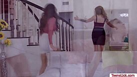 damn, horny teen gets licked by two milfs! 🔥