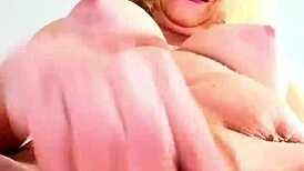 Mature lady enjoys playful moments during her work break