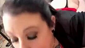 sexy milf slurps on throbbing cock in wild session part 1