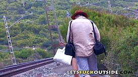 Amateur Blonde In Fishnets Squirts While Fingering Outdoors