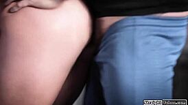 Curvy milf in the kitchen gets licked and fucked rough.