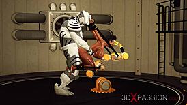 Beauty in restraints enjoys sex