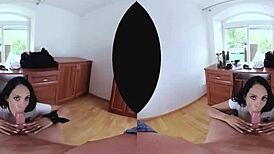 Brunette gives spanish haircut in POV