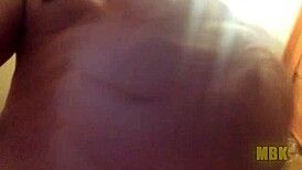 alone at home, young guy masturbates his monster cock.