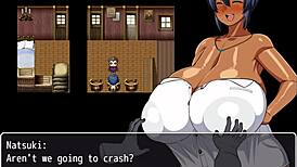 tanned girl natsuki flashes huge tits to help the captain jerk off