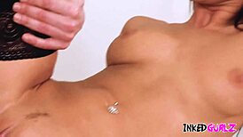 inked gurlz - busty brunette angelica kitten gets a hot creampie