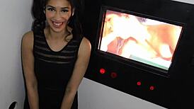 Wow, pigtail kitty sucks cocks in gloryhole!