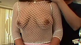 The chubby brunette bends over for doggystyle anal threesome with double assfucking