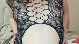 she uses double dildo on her small pussy and tight ass for penetration.