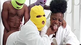 First Time Gangbang Under Duplex Staircase. Bent Over with Cunilingus.