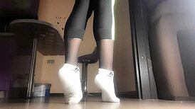 Sweaty feet after intense training session.