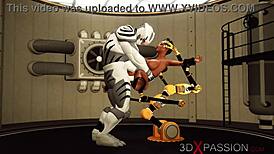 Beauty in restraints enjoys sex