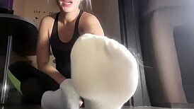 Sweaty feet after intense training session.