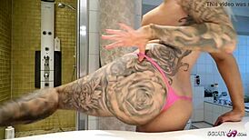 German Teen Gives Dirty Talk While Masturbating In Shower