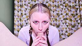 Pigtail girl seduces boss