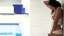 Solo Debutante Fingering By The Pool