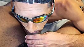 Want to see the twink sucking security guard's big black cock?