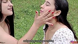 Hey, horny lesbians, let’s fuck our perfect pussies outdoors right now