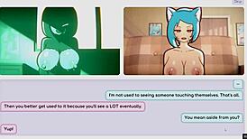 Nicole Masturbates To Exposed Big Tits In Hentai Game