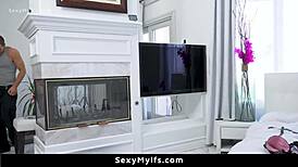 Perv stepson peeps on stepmom penny barber's tits and blowjob