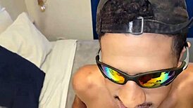 Want to see the twink sucking security guard's big black cock?