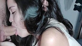 Watch my wife milk my cock before bed with White Moon