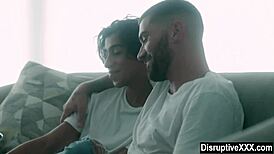 I watch the young gay boy lose his virginity to his older lover in bareback anal.