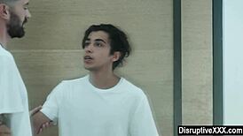 I watch the young gay boy lose his virginity to his older lover in bareback anal.