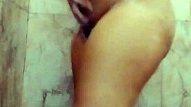 watch this asian babe dirty talk while masturbating big natural tits in the bathroom?