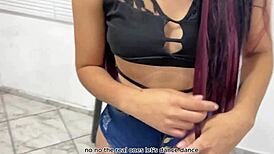 Hijastra in a sexy short shows off twerking skills to her stunned padrastro in a homemade clip.