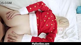 stepdaughter pleases stepdad with doggystyle for christmas