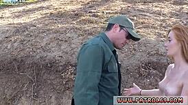 Redhead police pawn craves cock in outdoor fuck