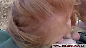 Redhead police pawn craves cock in outdoor fuck