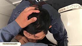 Imagine the hidden thrill of a blowjob in a construction site toilet, where danger meets desire