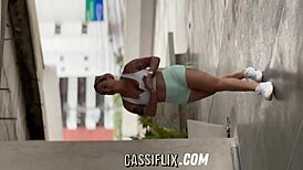 big ass blonde bent over for doggystyle handjob and hardcore fucking