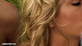 Garden threesome with sensual lesbian action by Sapphix