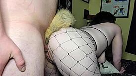 He fucks my ass after I insert the foxtail plug in doggystyle