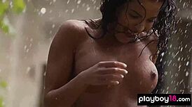 hungarian actress natalie costello in rainy outdoor stripping scene