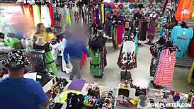 Alice negotiates with the officer at the shop to avoid involvement