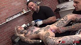 sascha, play with amber luke's tits while she gets tattooed?